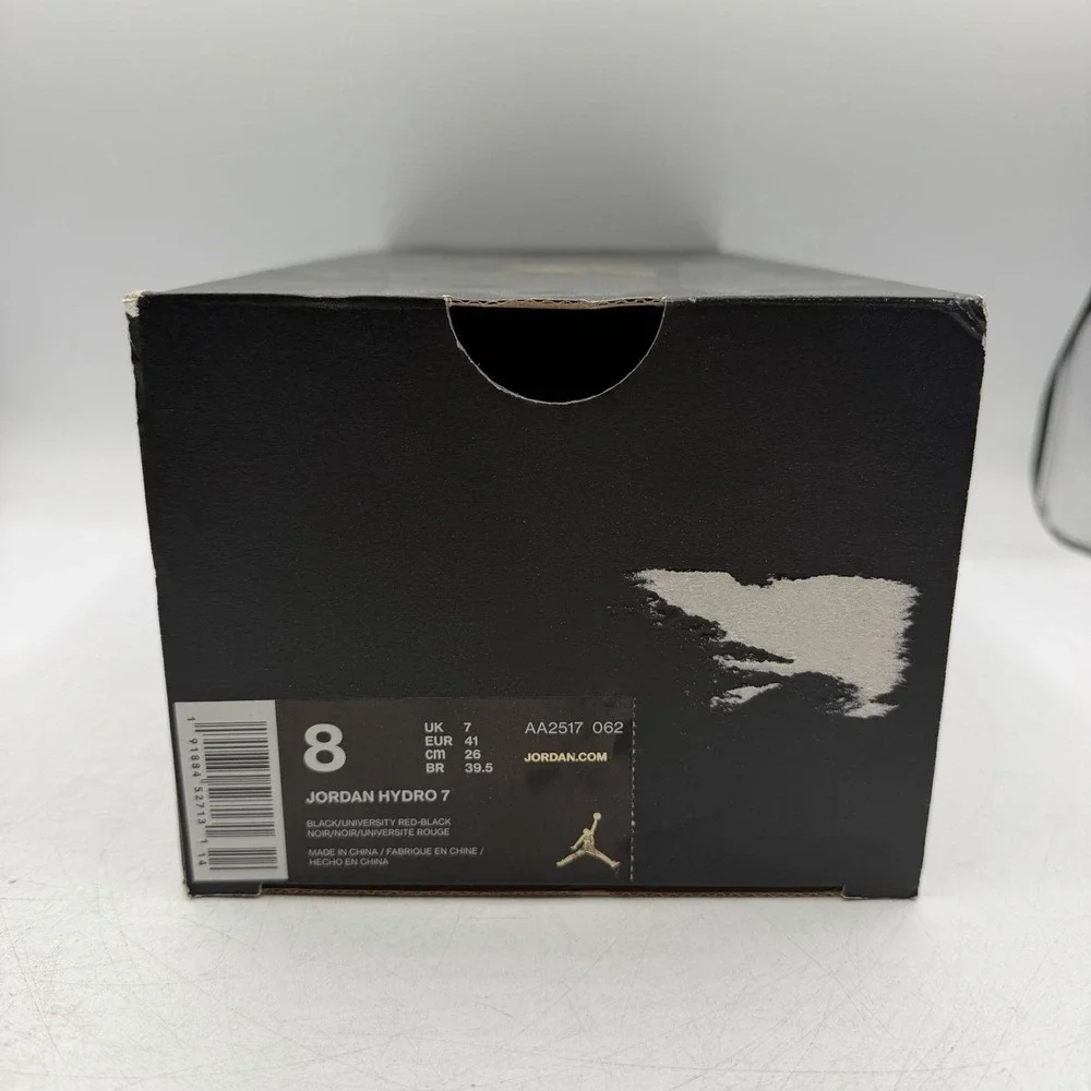 Nike Air Jordan Hydro 7 Slides Mens Sz 8 Black University Red Sandals AA2517-062